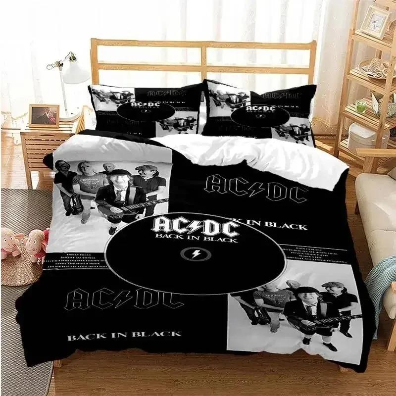 3D-Druck AC/DC Rockband Bettwäscheset Jungen Mädchen Twin Queen Size Bettbezug Kissenbezug Bett Kinder Erwachsene Mode Heimtextilien AU Queen 210x210cm