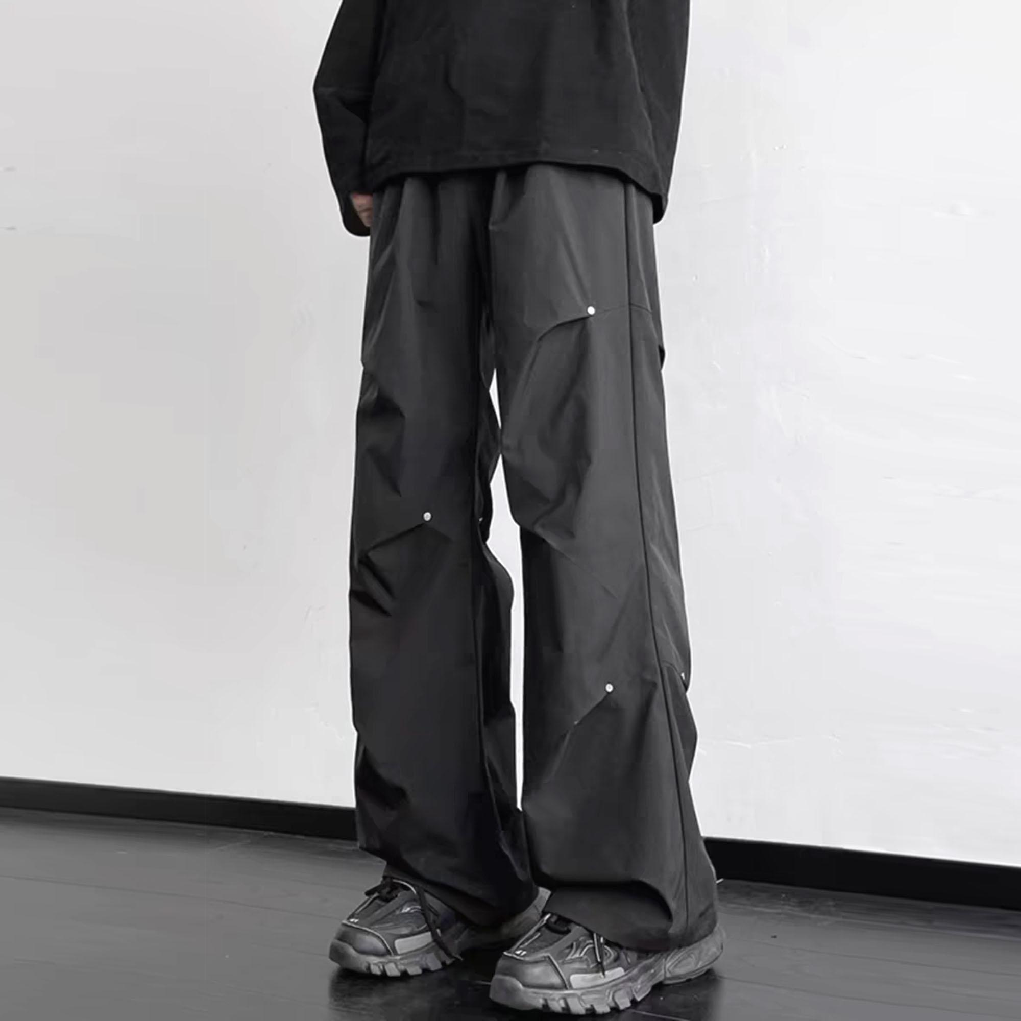 2024 sommer Übergroßen Casual Baggy Y2K Hosen Männer Breite Bein Cargo Hosen Elastische Taille Harajuku Jogginghose Techwear Koreanische Kleidung M schwarz