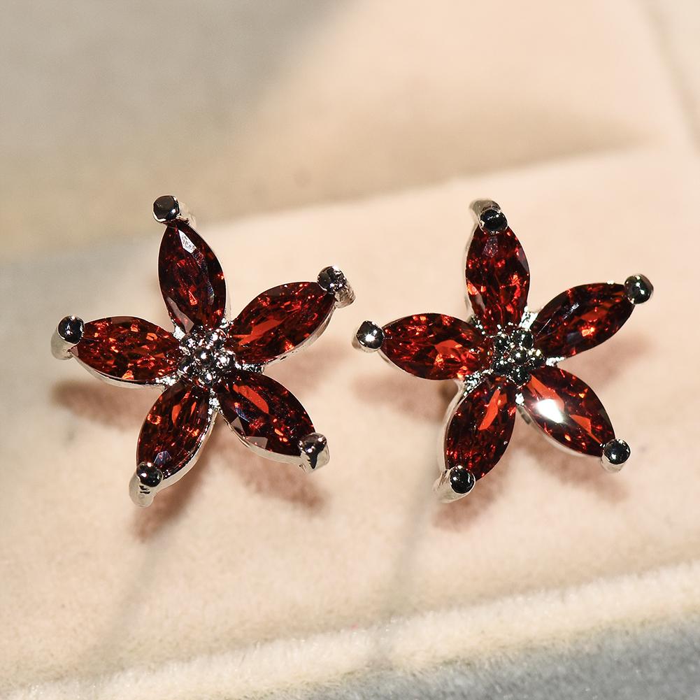 Fünfzackiger Stern, Marquise-Schliff, Kristall-Ohrstecker, Pentagramm-Ohrstecker, Schmuck, Geschenke, Silikon-Hamburger-Ohrring-Rückseite rot