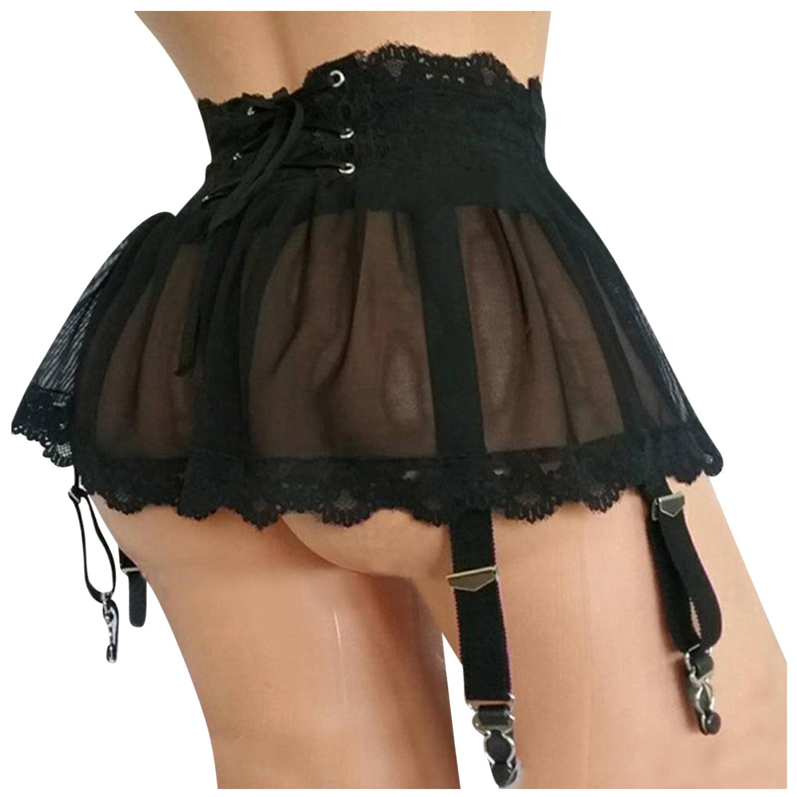 Frauen Kleid Dessous Plus Größe Bandage Strumpfband Strumpf Hosenträger Strumpfband Gürtel Spitze Mesh Weibliche Heiße Rock Unterwäsche Wäsche M schwarz