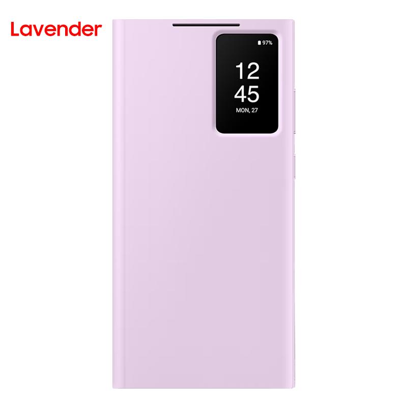 S-View Wallet Flip Case Für Samsung Galaxy S23 Ultra SM-S918B Smart View Handyhülle Cover lavendel
