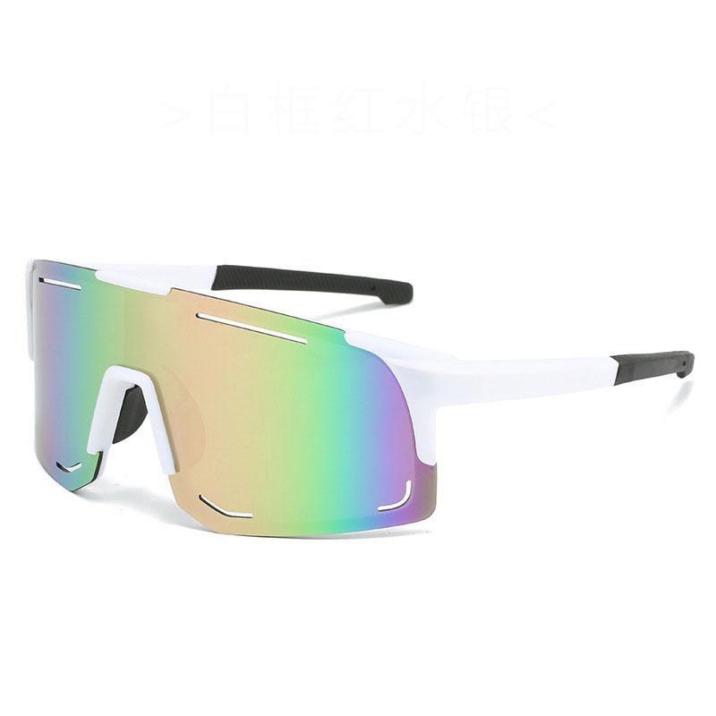 Fahrrad-Sonnenbrille mit UV-Schutz, winddicht, für Herren und Damen, mit Linsen für Mountainbike, Rennrad, Sportbrille weißgold