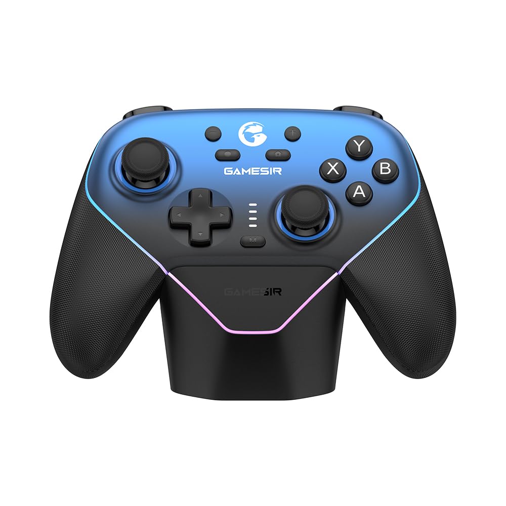 GameSir Super Nova PC Gamepad mit Ladestation für Switch und Wireless Wireless Low Steam Hall-Effekt 1000Hz Polling und Turbo-Funktion PC, Steam, blau