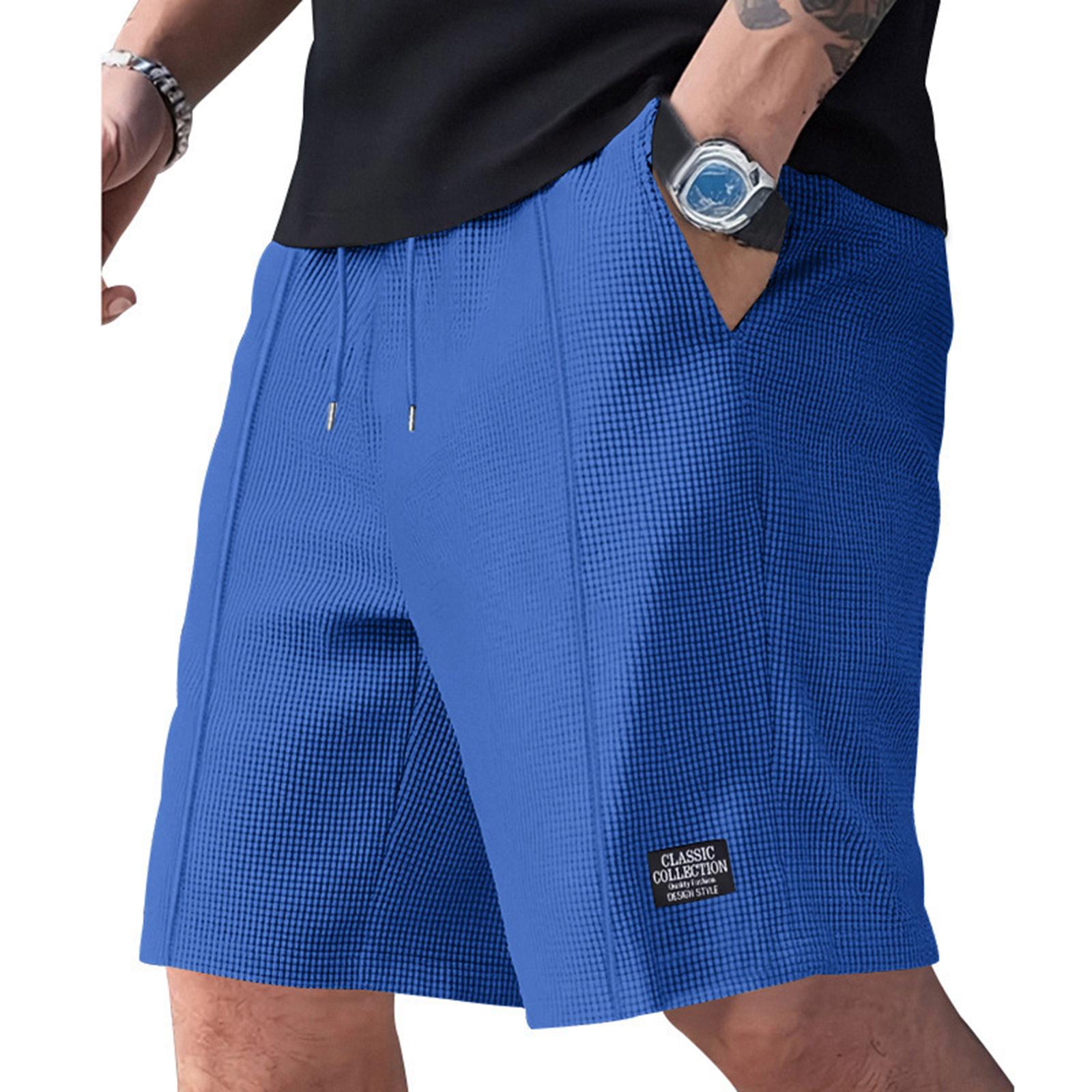 Baumwollshorts Herren Lässiger Stil Herren Jogginghosen mit Kordelzug Taille Cargoshorts für Herren und Bermudas Para Hombres für den täglichen Gebrauch L blau