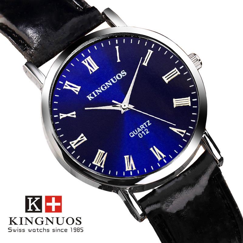 Herrenuhren, Top-Marke, luxuriös, 30 m, wasserdicht, Business-Uhr, männliches Lederarmband, lässige Quarzuhr schwarz/blau
