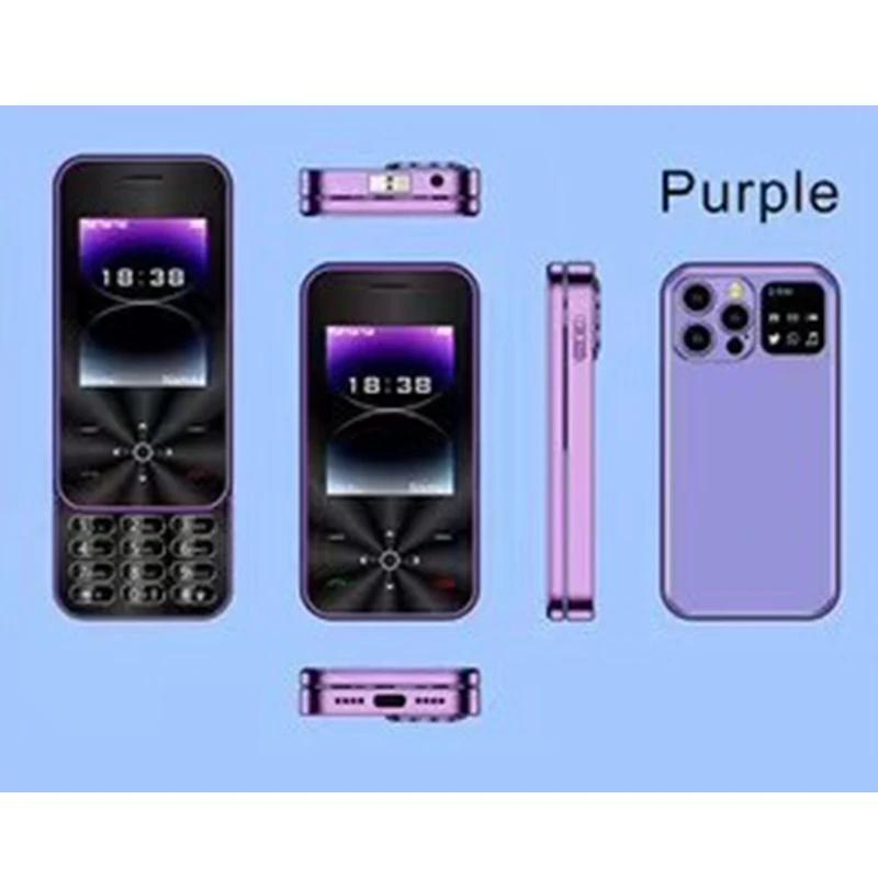 Slider Cover Handy 2,4 2G GSM Dual Sim MP3 MP4 Kamera Magische Stimme Taschenlampe Kurzwahl FM Mini Lady Handy violett