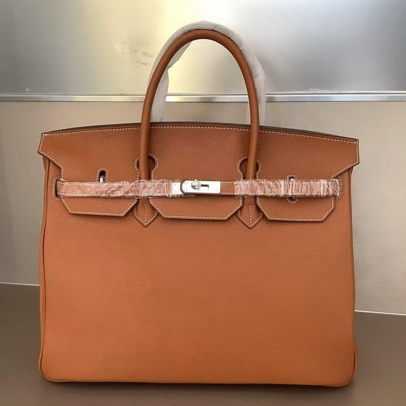 ML2024 Neue Top Layer Rindsleder 40cm Platin Tasche Große Tasche Handtasche Echtes Leder Damen Tasche 40x20x31cm silber/braun