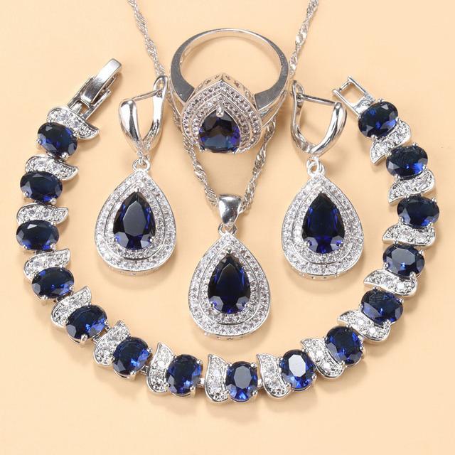 Europäischer und N-Stil Kupfer Regen Mehrfarbig Zirkonia Damen Schmuckset 10# gray