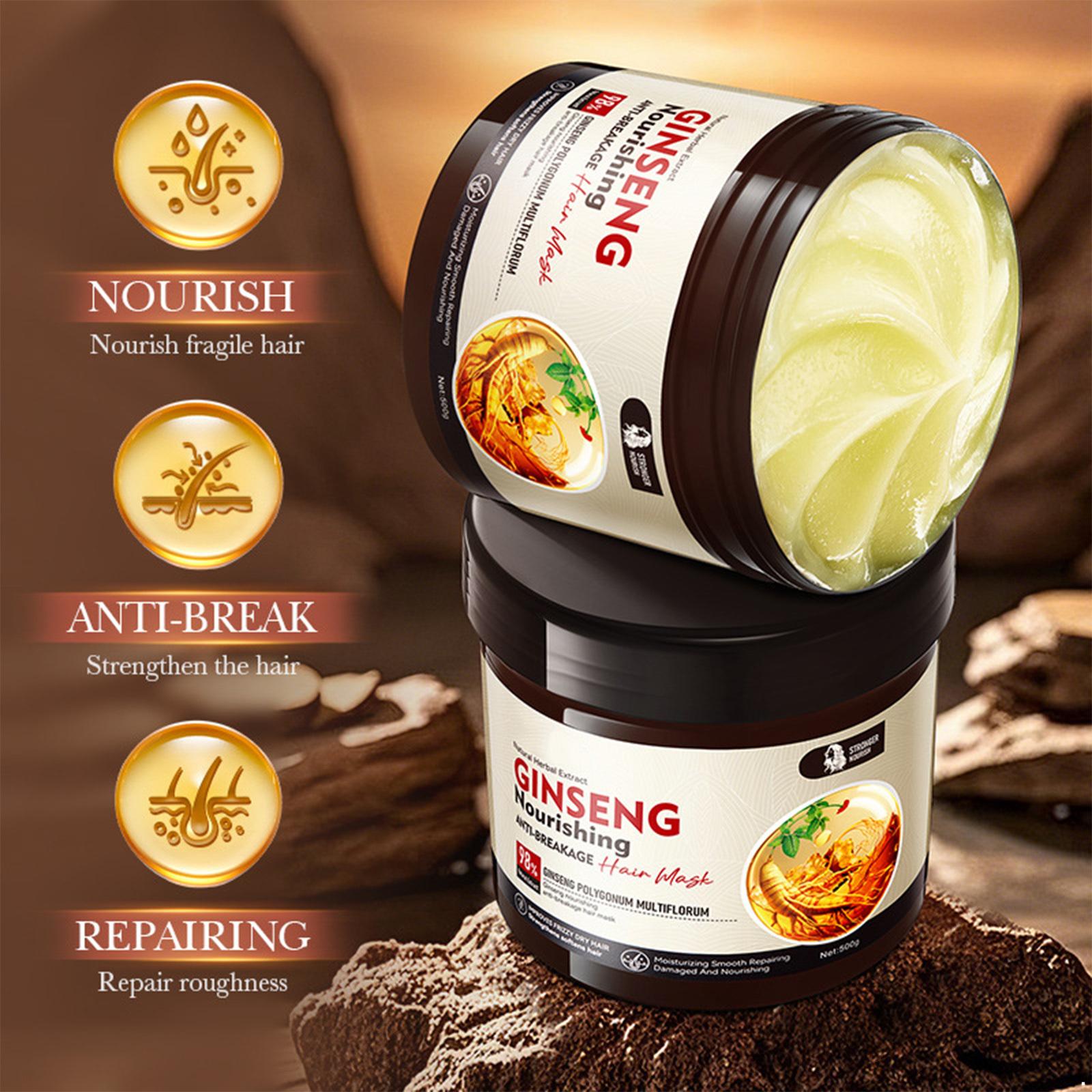 Ginseng-Infundierte Haarmaske für Tiefe Nährung, Hydratation und Glanz. Fördert Geschmeidigkeit, Volumen und Kämmbarkeit für alle Haartypen. One Size schwarz