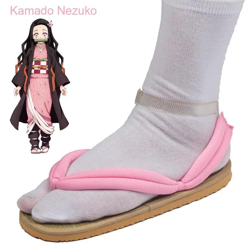 Fashion Hot Anime Demon Slayer Kimetsu No Yaiba Cosplay Zubehör Kamado Nezuko Cosplay Clogs Kimono Flip-Flops Geta Hausschuhe Schuhe 38-39 rosa