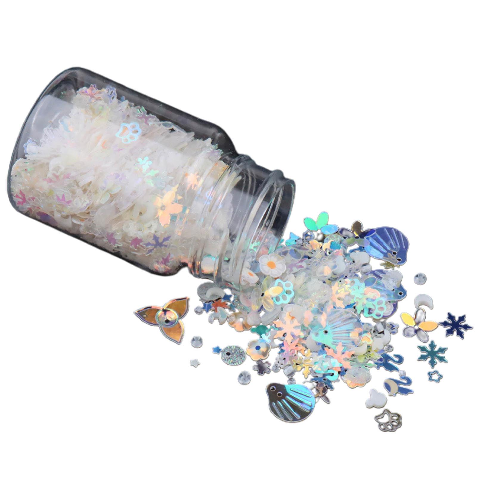 Blume Leuchtender Glitzer Pailletten Flocken DIY Basteln Tumbler Malen Körper Nagel Glitzer Weihnachtsdekoration Harz Pailletten weiß