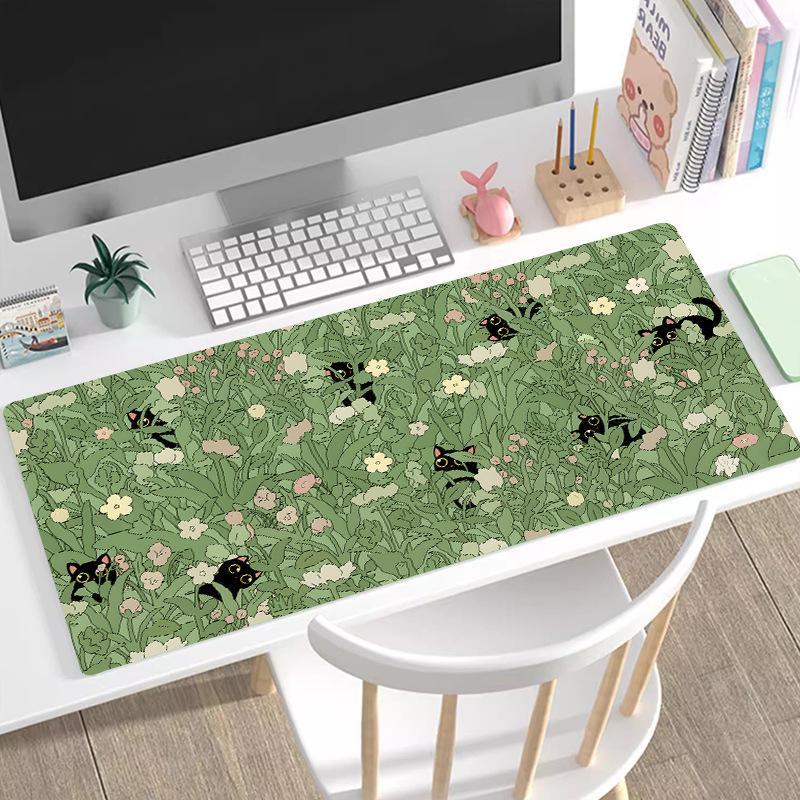 1 Stück Kawaii Frösche Schreibtischmatte Großes Gaming Mousepad Niedliches Mauspad Anime Ästhetische Pflanze Natur Grün Erweiterte Schreibtischmatte 90x40cm