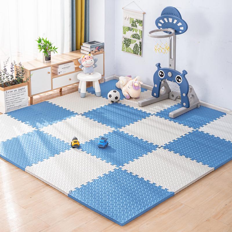 Puzzlematte für Kinder, Fliesen, Schaumstoff, Baby-Spielmatte, Kinderteppich, Matte für Heimtrainingsgeräte, Bodenpolsterung für Kinder 16pcs weiß/blau