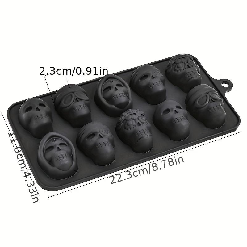 1 Stück 10 gleichmäßige Totenkopf Silikon Schokoladenform Gelee Pudding Süßigkeiten Eisgitterform, Fondant Kuchen Dekorform Backen Pack of 1