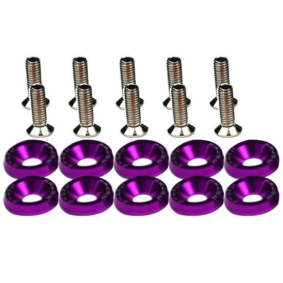 10Pcs Auto Fahrzeug Fender Bumper Kennzeichen Rahmen M6 Schrauben Dekor mit Scheibe violett