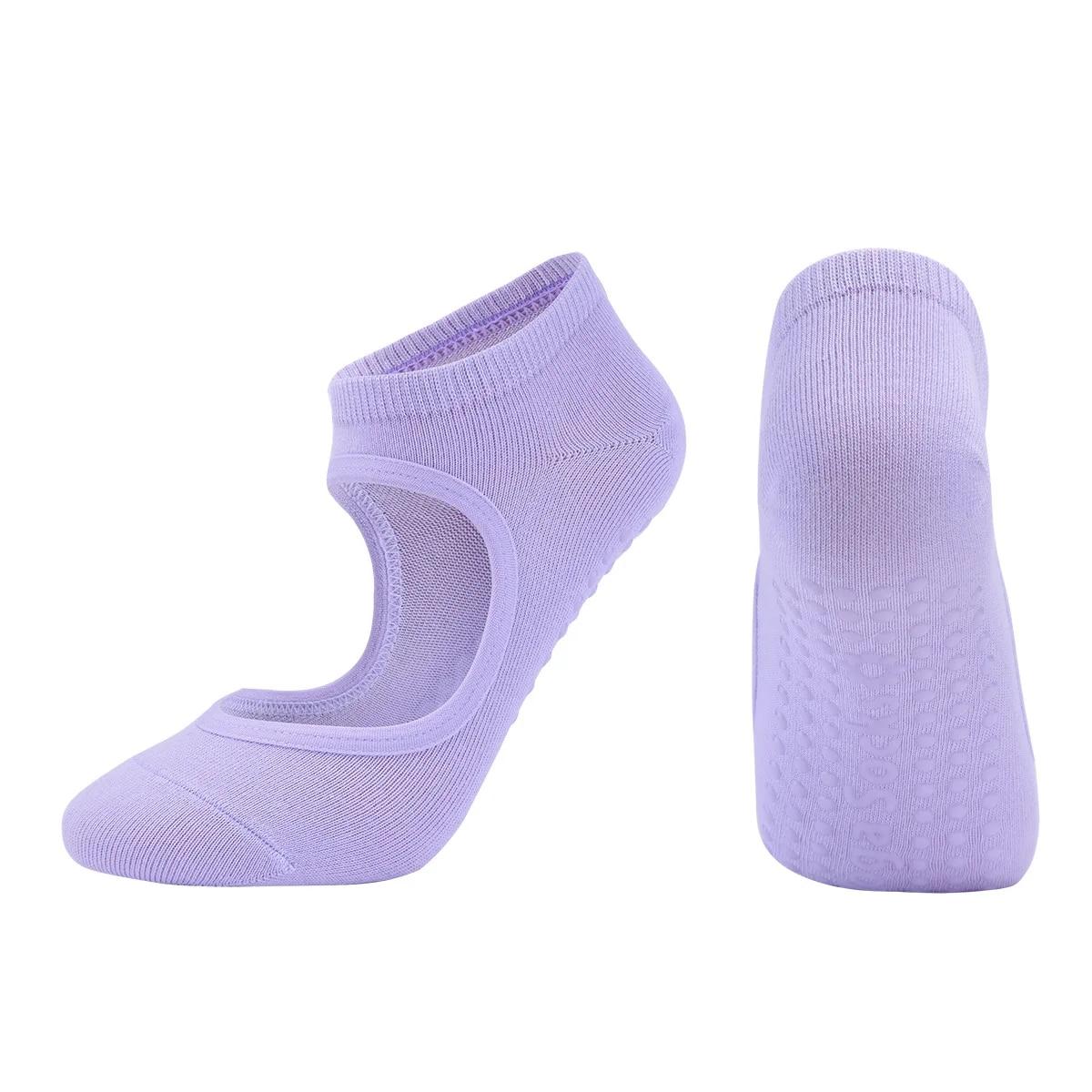Yoga Socken Rückenfrei Atmungsaktive Baumwolle Boden Gym Fitness Tanzsport Socken Frauen Einfarbig Silikon Rutschfeste Pilates Socken Sox EUR 35-40
