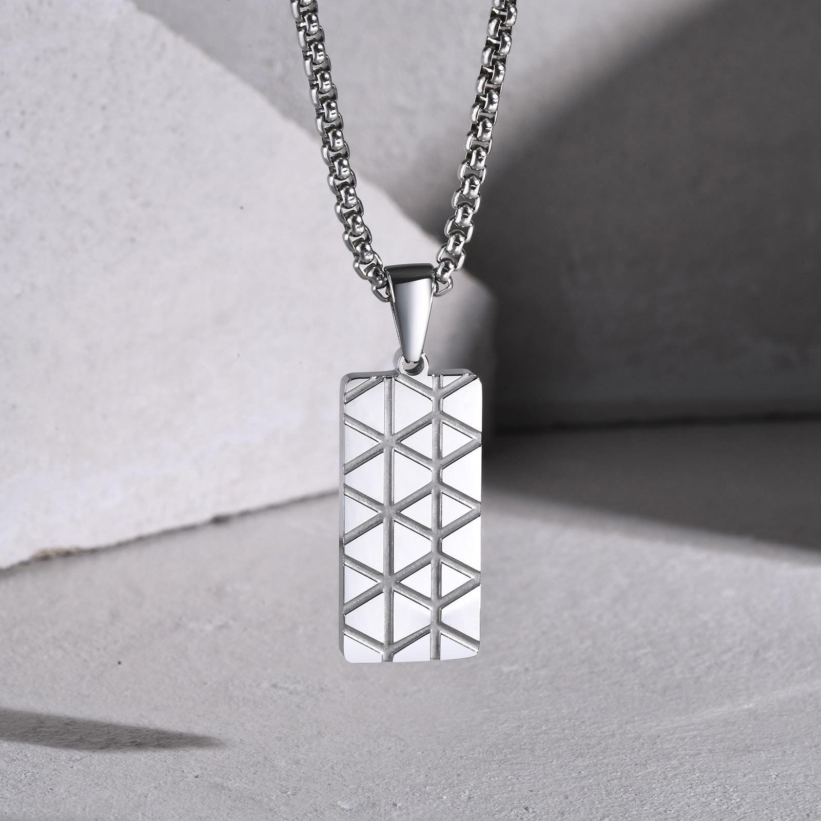 Vnox Strukturierte Dog Tag Anhänger Halsketten für Herren, US Militär Dogtags, Geometrischer Anhänger mit Kastenkette gray