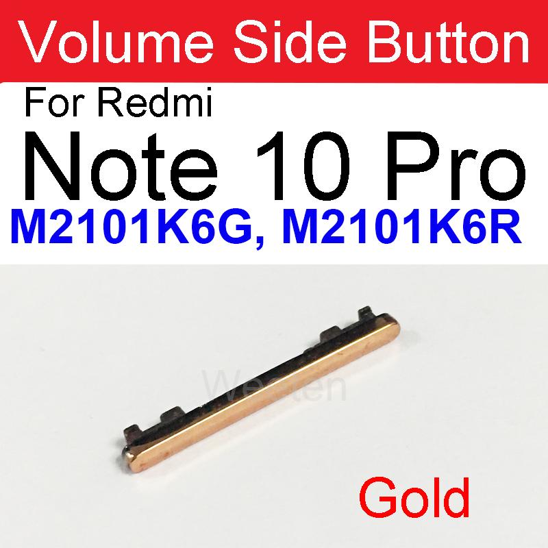 Lautstärke-Seitentaste für Xiaomi Redmi Note 9 5G / Note 9S / Note 9 Pro / Note 10 / Note 10 Pro, Lautstärketaste, Sidekey-Reparaturteile Note 10 Pro gold