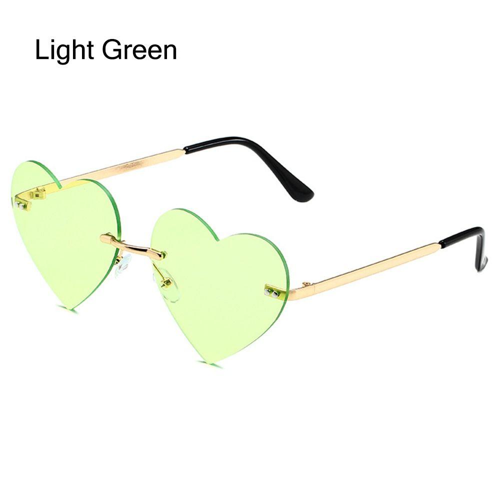 Hippie Kostüm Herzförmige Metall Sonnenbrille Randlose Herz Sonnenbrille Rosa Hippie Sonnenbrille hellgrüne
