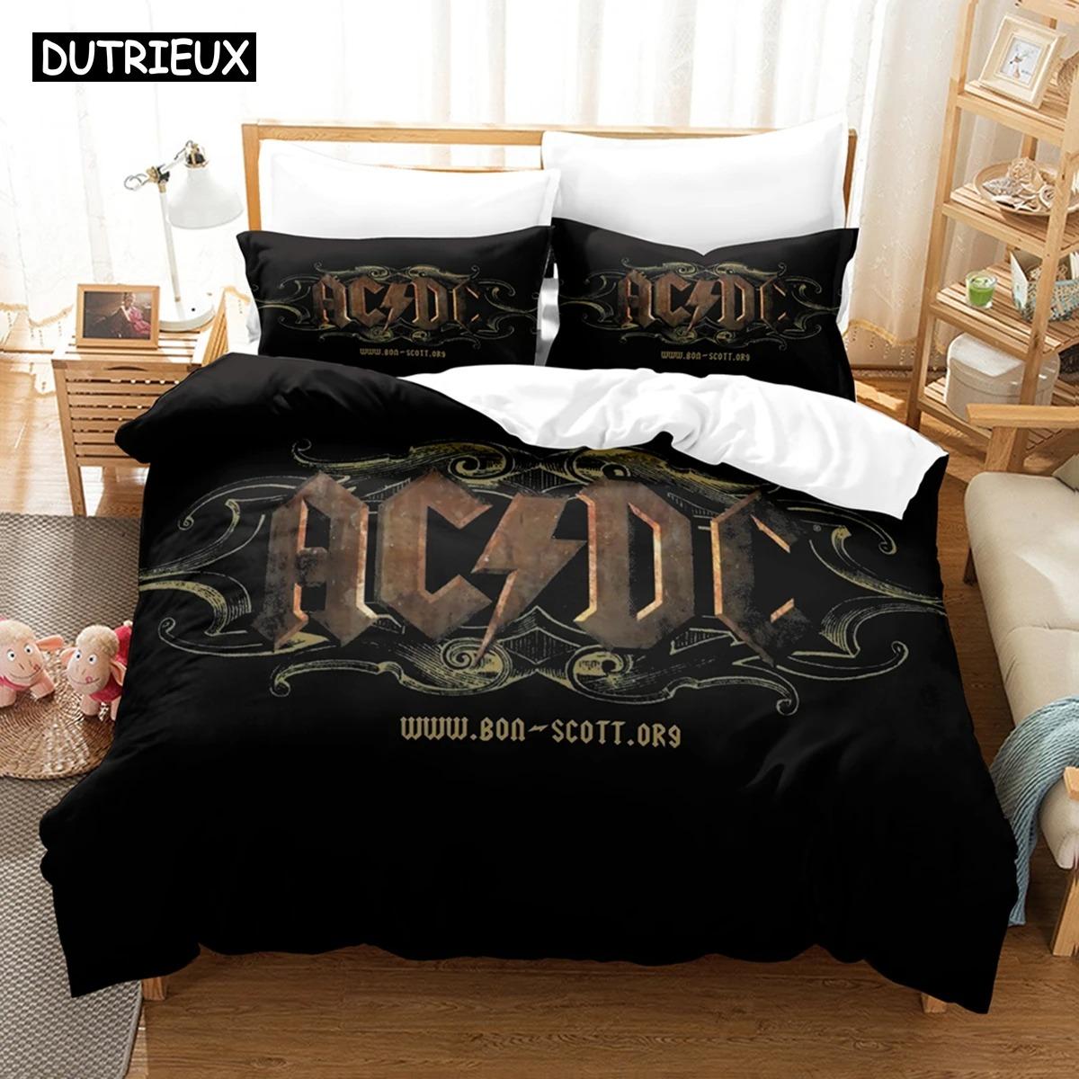 3D Ac/Dc Musik Bettwäsche-Sets Bettbezug-Set mit Kissenbezug Twin Full Queen King Bettwäsche Bettwäsche AU King 240x210cm