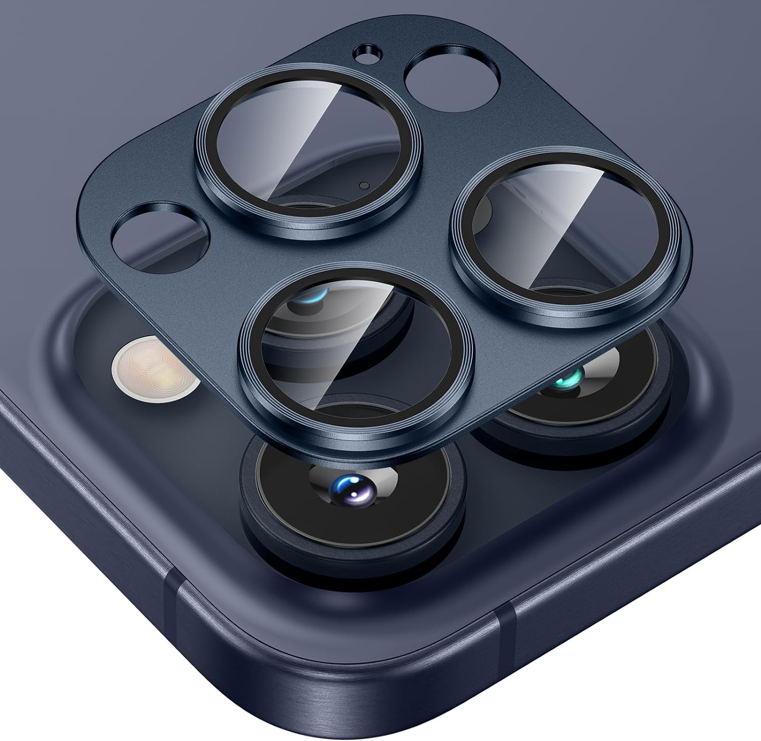 Schutzabdeckung für das Kameraobjektiv aus gehärtetem Glas und Metall für das iPhone 16 15 Pro Max 14 Plus 13 Mini 15Pro 15Plus 14Pro 14Plus 13Pro Schutztelefonzubehör For iPhone 15 Plus blau