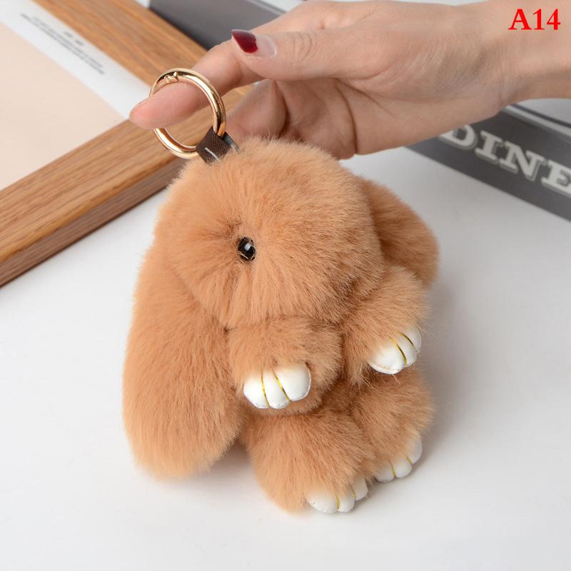 Kaninchen Schlüsselanhänger Ring Flauschiger Echter Pelz Pompon Hase Anhänger Schlüsselanhänger Anhänger Niedlicher Schlüsselring An Tasche Autoschlüssel Anhänger khaki