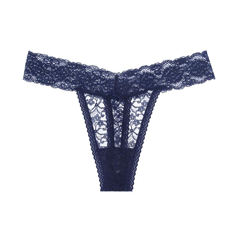 Damen Sexy Dessous G String Spitze Unterhose Frauen Tanga Sheer Höschen Japanischen Stil Einfarbig Slip XXL blau