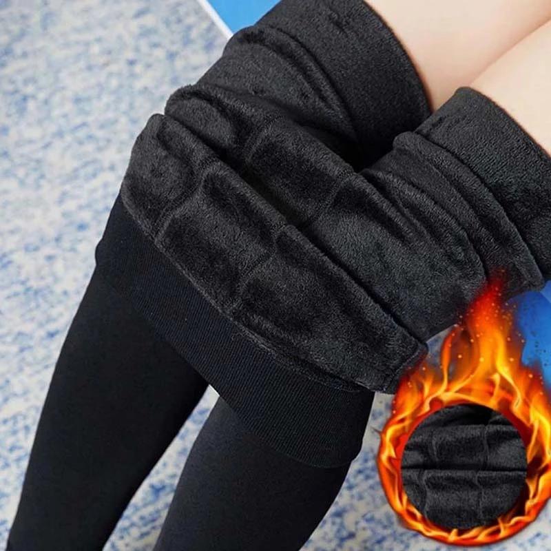 Warme Leggings Nessaj Plus Size mit Samt Winterhose Casual Leggings Damen Sexy Leggings 5XL schwarz