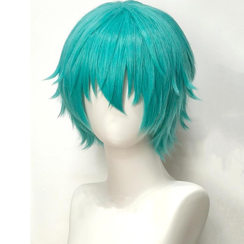 Love War Hatsune Anime Comic Con Männliche Version Vocaloid Wasserblau Cos Perücke Mikuo Schwert Flurry Ganze Perücke 24cm meergrün