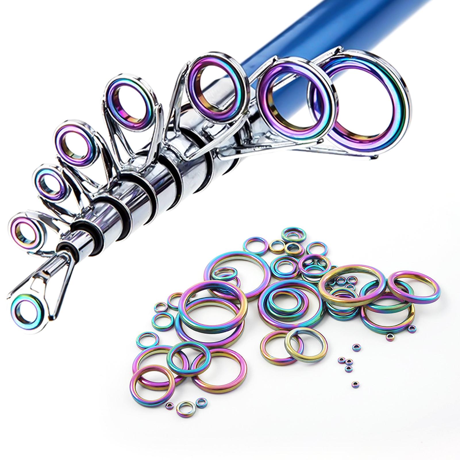 40 Stück Keramikführungsringe Angelrute Reparaturset Angelruten-Ösen Ersatzset bunt