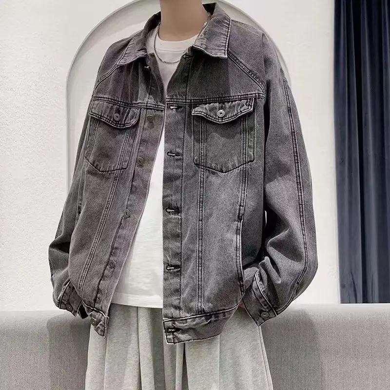 Herren Denimjacken Streetwear Lässig Baumwolle Klassisch Eng Jeansmantel Männliche Markenkleidung Cowboyjacke Ropa Para Hombre XXL grau