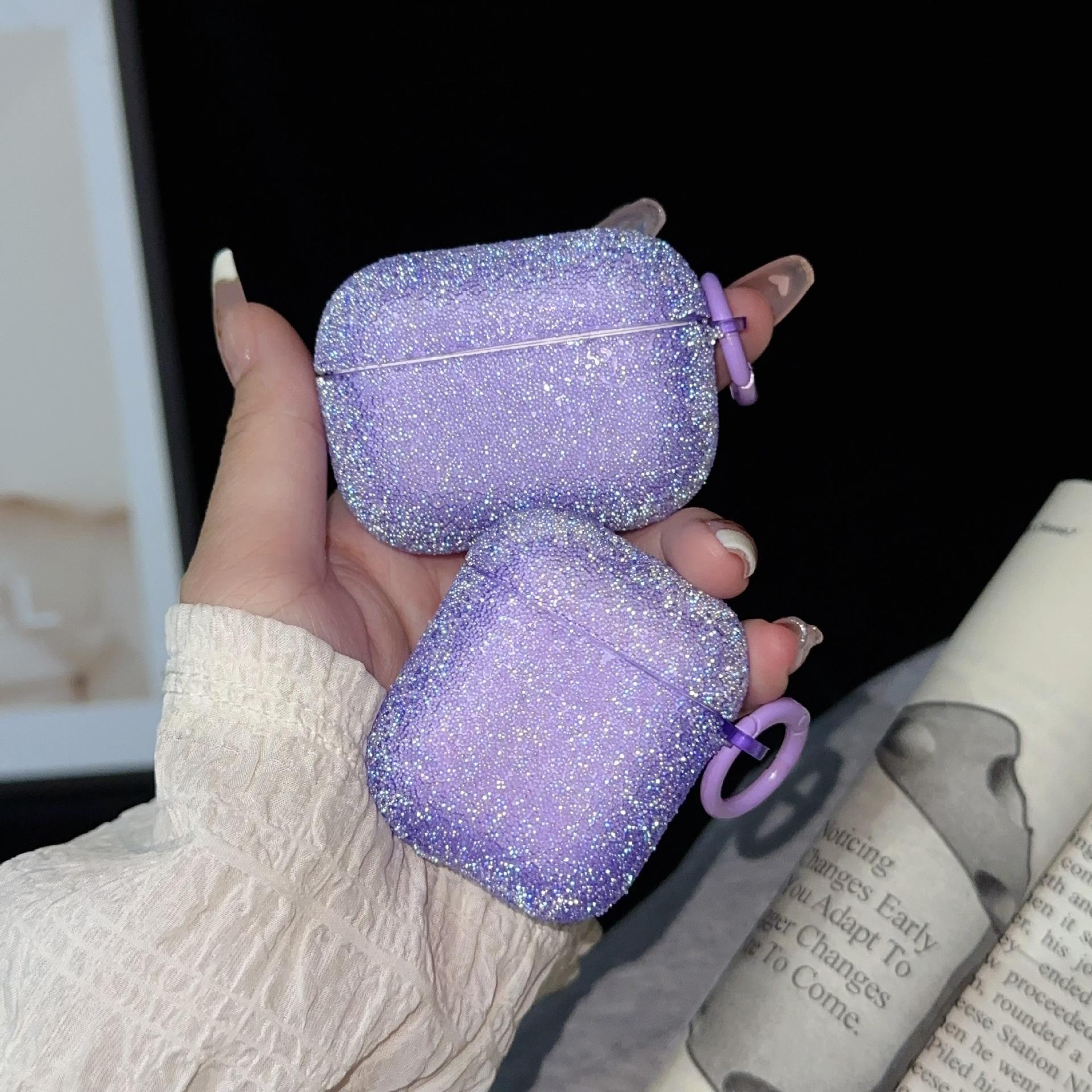 Für Airpods 4 3 2 1 Glitzer Strass Hülle Bling Matt Schutzhülle Für Airpods Pro 2 Bluetooth Kopfhörer Abdeckung AirPods Pro 2 violett