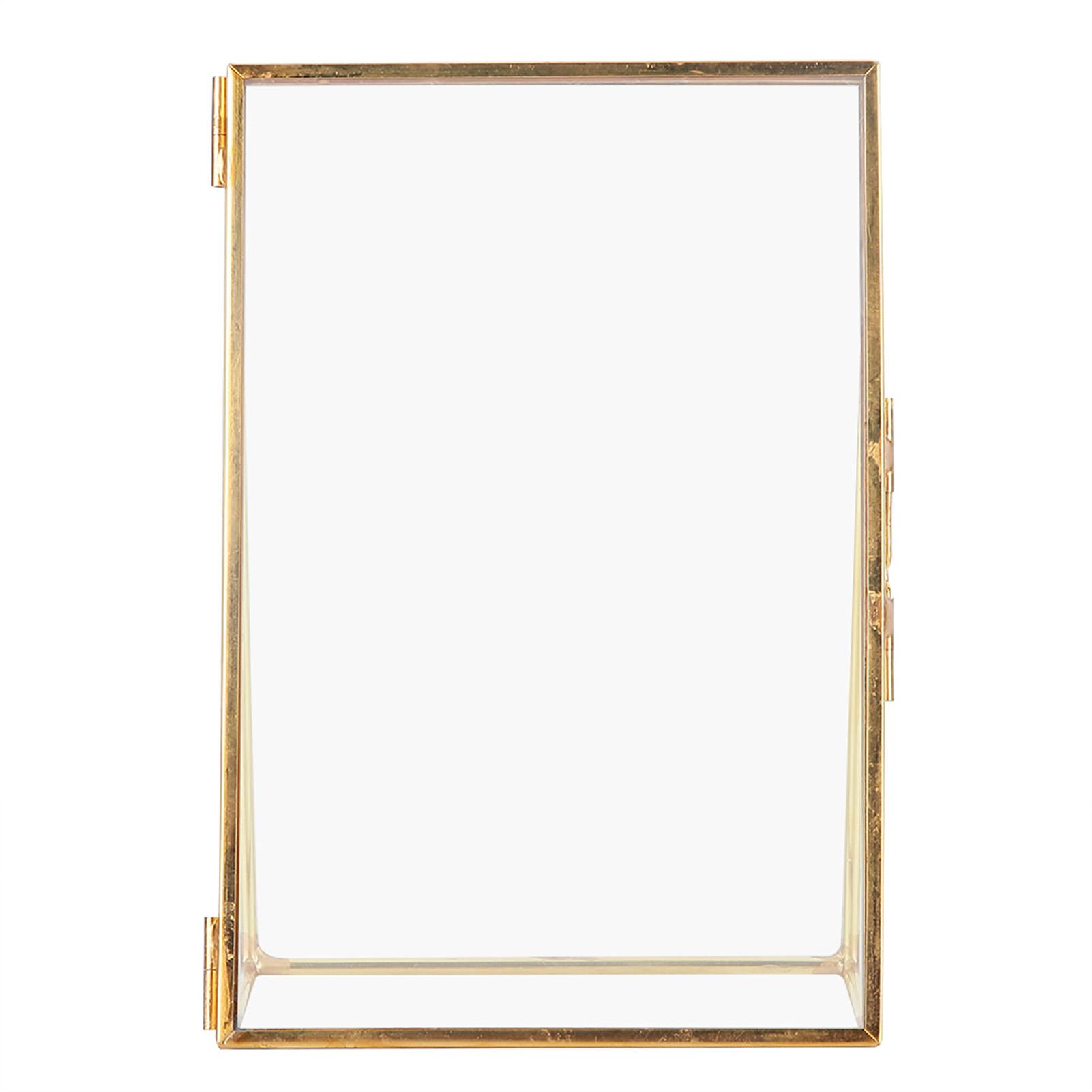 Messing Retro Glas Metall Desktop Foto Rahmen Halterung Kupfer Streifen Metall Foto Rahmen 6*8inch