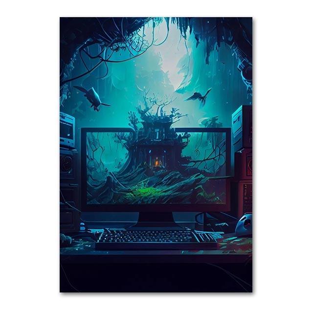 Game Art Canvas Printmaking Punk Explosion Controller Poster Game Controller Arcade Game Wall Art Esports 21cm×30cm NoFrame