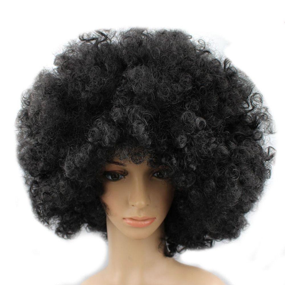 Party Requisiten Clown Cosplay Kinder/Erwachsene Verkleidung Bunte Perücken Schwarze Afro Lockenperücke Lockiges Haar schwarz