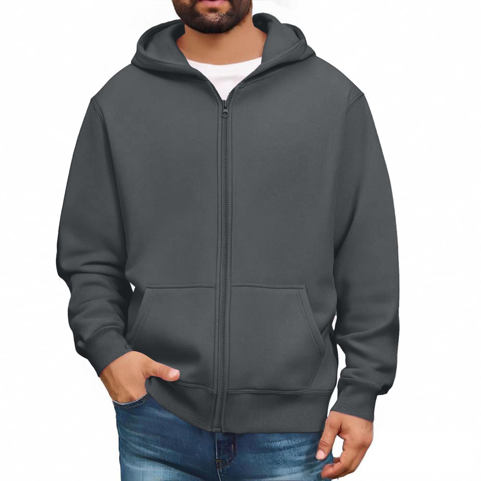 Herren Sweatshirts mit durchgehendem Reißverschluss, langärmlige Pullover-Tops, lässige und große Jacken mit Taschen XL