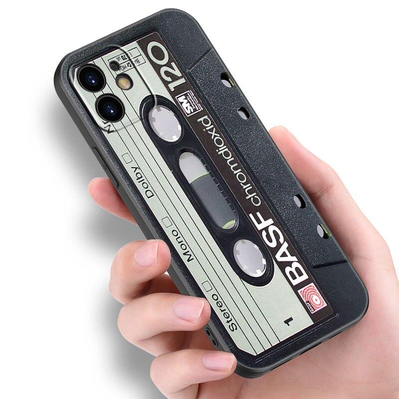 Vintage Kassettenband Retro-Stil Hülle für Apple iPhone 14 13 12 Mini 11 Pro Max 7 8 XR X XS 7 8 Plus SE 2020 2022 Cover iPhone 7Plus (8Plus)