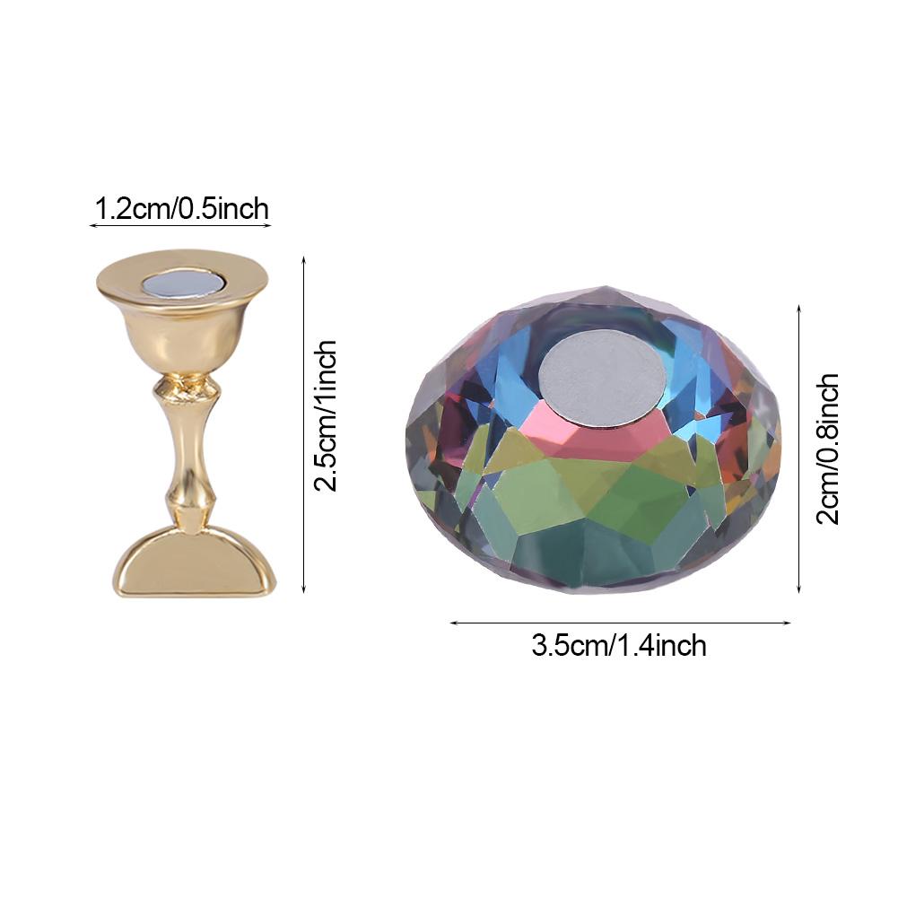Magnetischer Nagelspitzen Übungsständer Basis Legierungshalter Nailart Präsentationsständer Weißer Diamantkristall