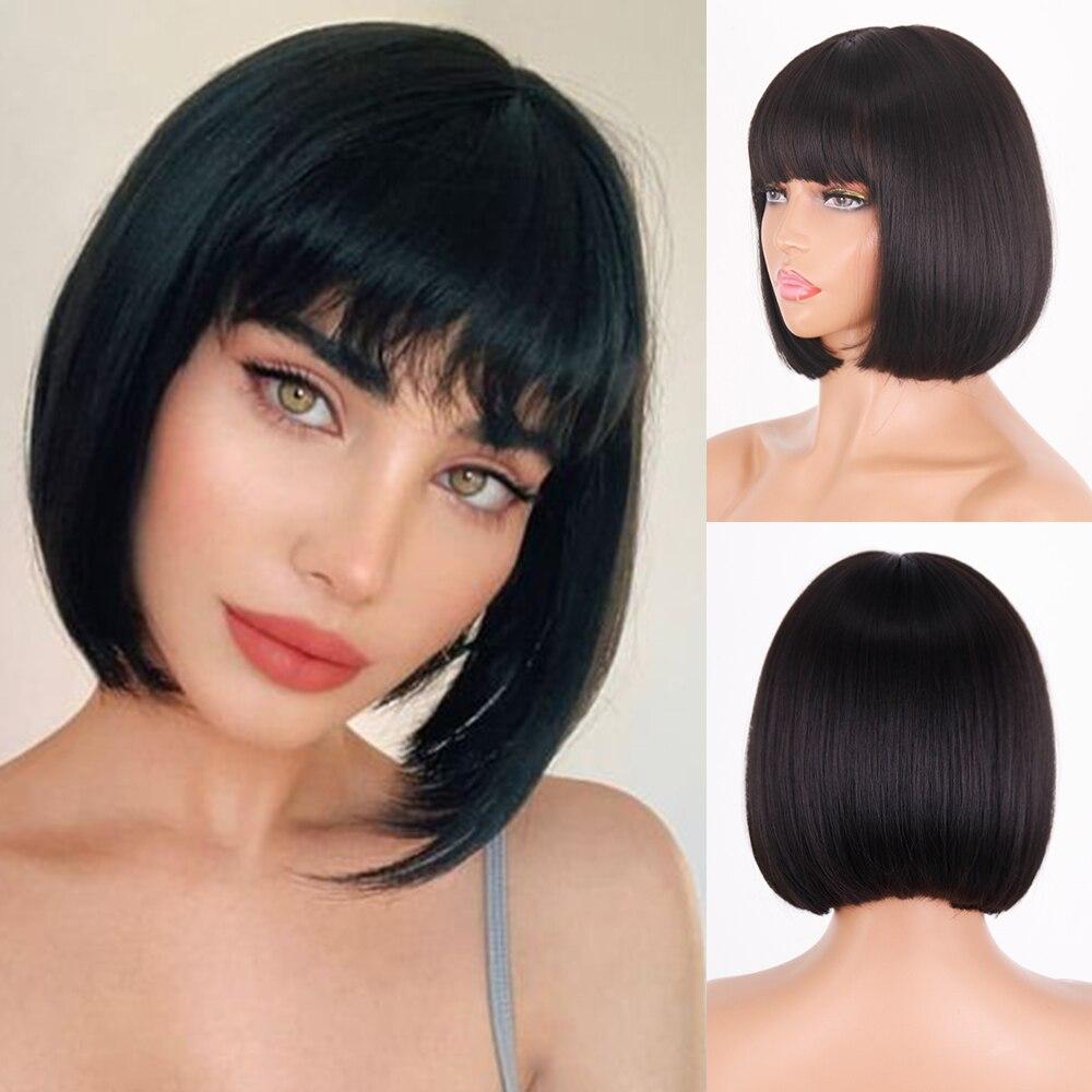 Frauen Kurze Bob Perücke Kopf Sommer Kühle Hitzebeständige Perücke Faser Synthetische Perücke Cosplay Party Täglichen Gebrauch Perücke 25cm