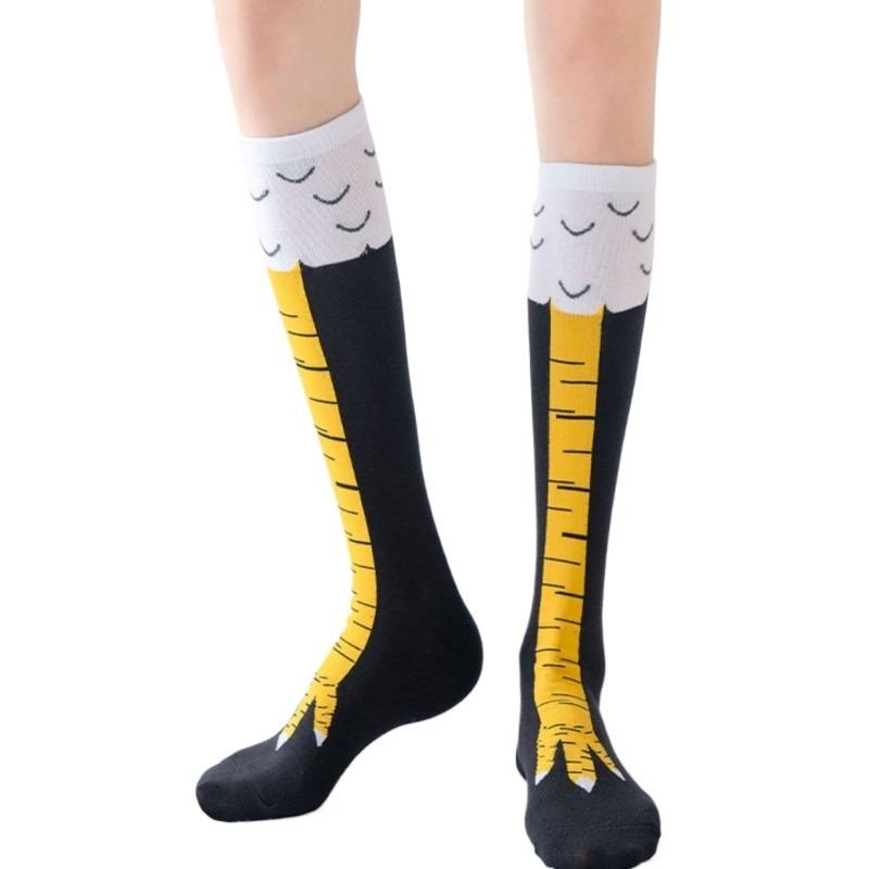 1 Paar Hühnerfüße Socken Home Fitness Überknie Socken Lustige Hühnerfüße Socken Calf socks schwarz