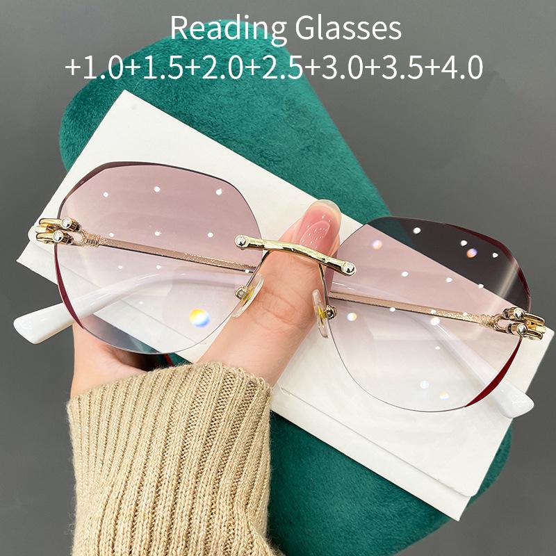 Randlose Brille Damen Retro Blaulichtfilter Computerbrille Transparent Klares Glas Vintage Metall Polygon Brille 4