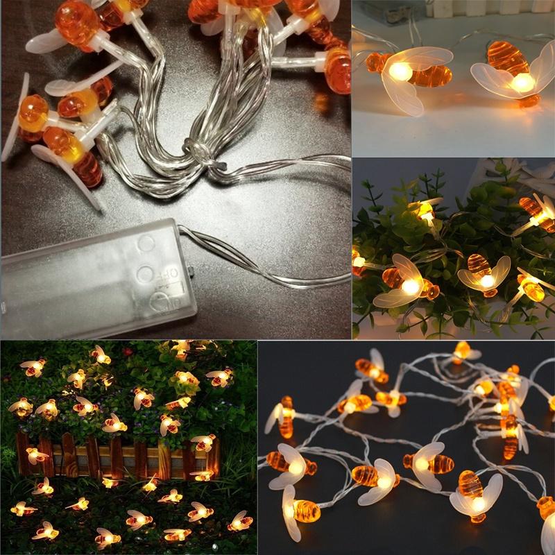 Bienenförmige LED-Solar-Lichterkette, energiesparende Außenleuchten für Zaun, Rasen, Terrasse, Garten 1.5 meters 10 lights