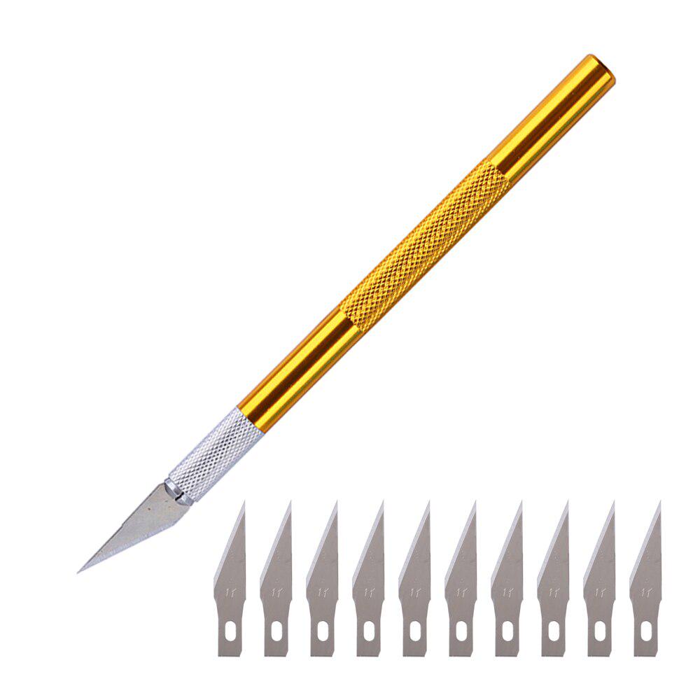12 teile/los Holz Papier Cutter Stift Messer Skalpell Stahl Klingen Gravur Messer für Handwerk Kunst Zeichnung gelb