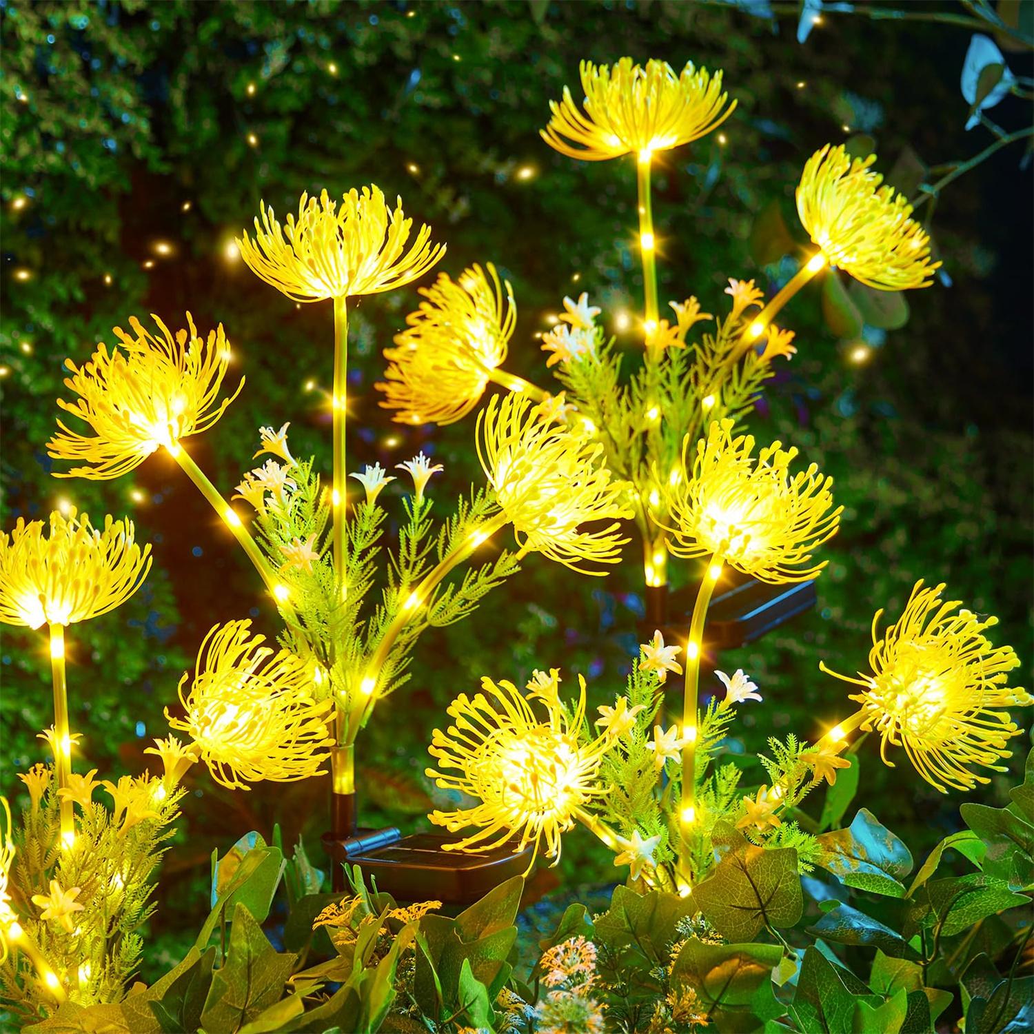 Solar-Blumenlichter mit leuchtenden Blumenstängeln, Solar-Gartenlichter, Solar-Schmetterling im Freien für die Gartendekoration im Hof gelb