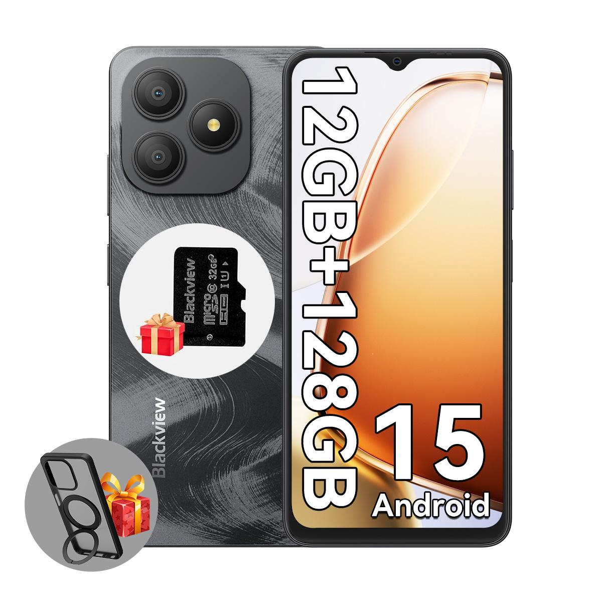 Blackview WAVE 9C Android 15 6,56-Zoll HD+ Display Octa-Core Unisoc Tiger T603 4GB/8GB RAM 64/128GB ROM Smartphone 4GB+128GB schwarz