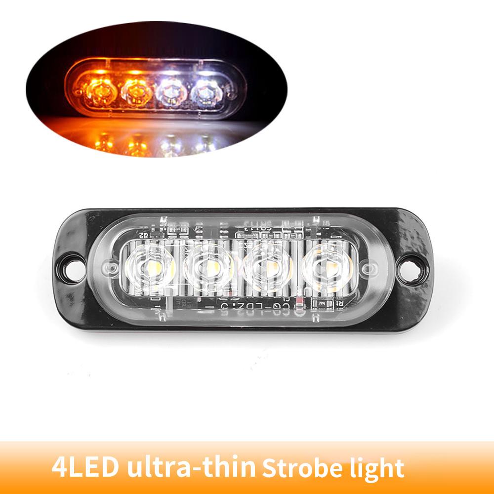 4 LED-Strobe-Seitenwarnleuchte, Strobe-Gitter, blinkender Lichtbalken, Auto-LKW-Leuchtfeuer, bernsteinfarben, gelb, weiß, Ampel, 12 V – 24 V 1 PC