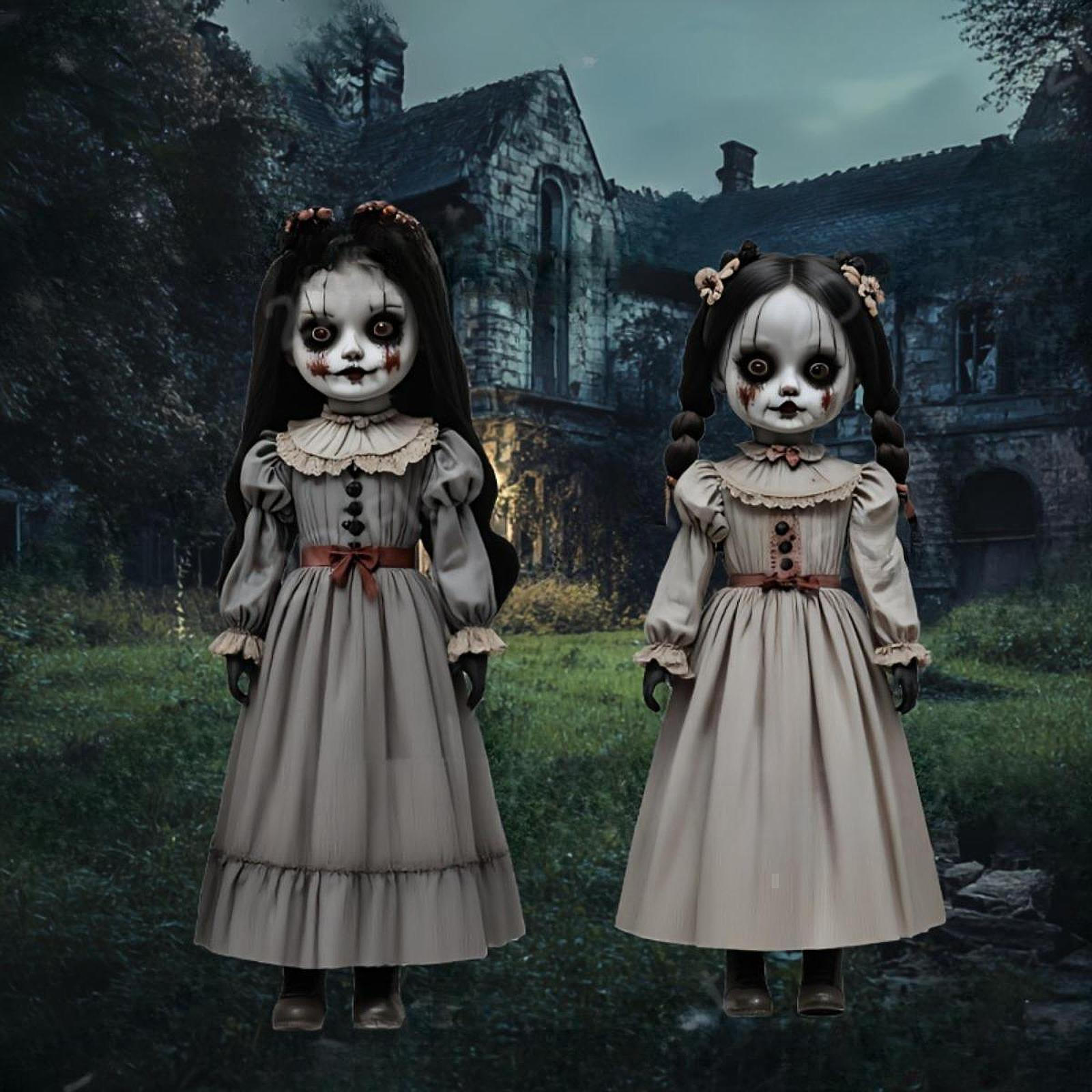 2 Stück Halloween Outdoor Dekorationen Gartenschild, Gartenstecker 2D Flach Horror Gruselig für Garten Horror doll