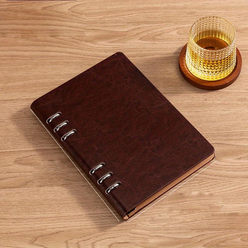 1 Stück A5 Loseblatt-Notizbuch Business-Meeting-Notizblock Einfarbiges minimalistisches Notizbuch mit austauschbaren Innenseiten, Büro-Schulbedarf, 100 Blatt braun