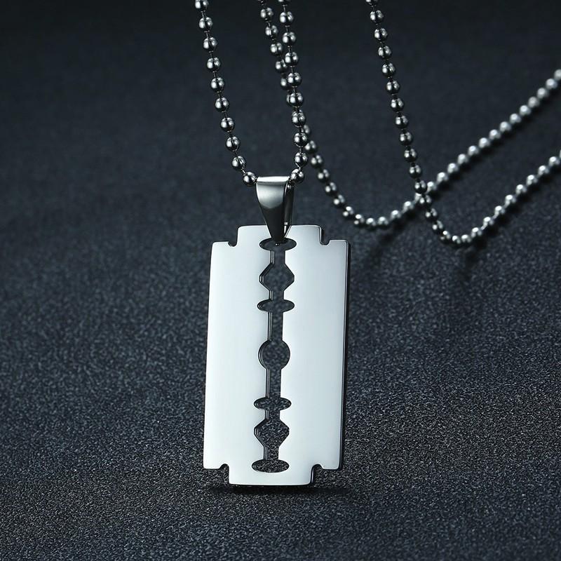 Vnox Einzigartiger Rasierklingen-Anhänger für Männer Halskette Edelstahl Lässig Schlichter Männerschmuck mit 20 /24 Kette 60cm