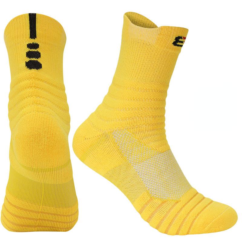 2024 männer Handtuch Unten Sport Dicke Socken Lauf Socken Mitte Strümpfe Basketball Große Größe Socken L gelb